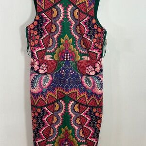 Anthropologie Red Pink Sheath Dress Sleeveless‎ Crew Neck